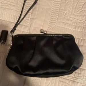 Coach black satin wristlet